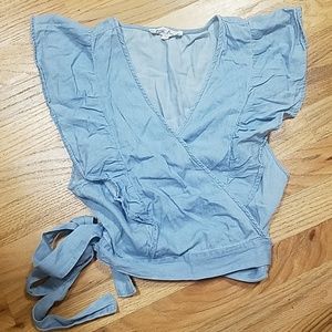 Jean, wrap cropped top